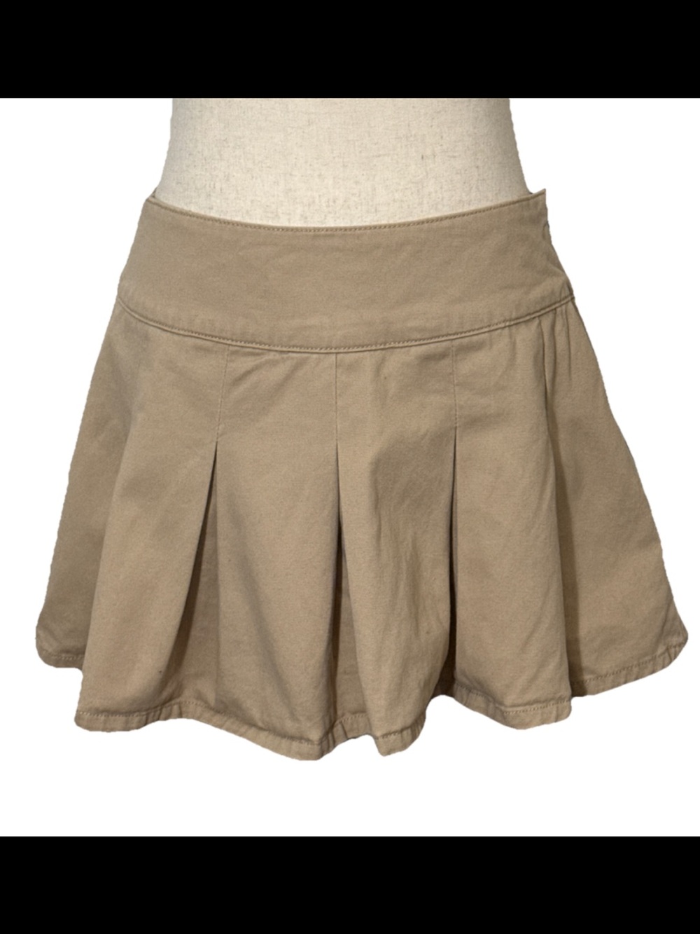 Forever 21 vintage 100% cotton low rise micro mini pleated skirt tan size medium